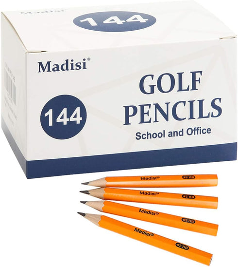 Madisi Golf Pencils, 2 HB Half Pencils, 3.5" Mini Pencils, Pre-Sharpened, 144 Count...