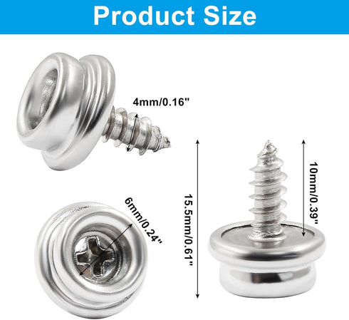 Bonsicoky 50 Pcs Stainless Steel Boat Canvas Snaps, 3/8" Socket Snap Screw Canvas Snap Tool for Boat Covers, Total Length: 16mm...