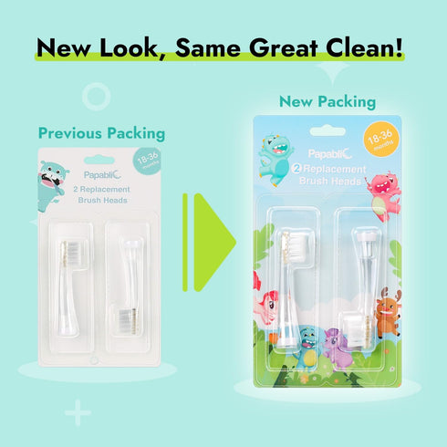 Papablic Replacement Toothbrush Heads - 2 Count | Compatible with Papablic BabyHandy & Toddler Sonic Electric Toothbrushes (18-36 Months)...