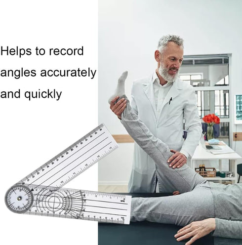 Clear Plastic Goniometer Angle Measuring Tool Protractor Finder Quick 360 Degree 7'' Arms Folding Ruler Office Measuring Drawing Woodworking Desig...