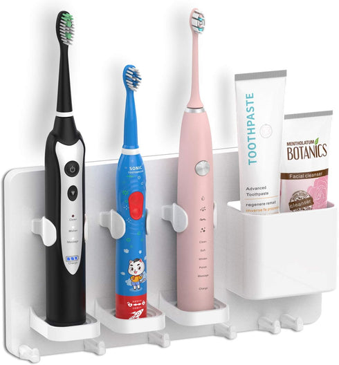 simpletome Adhesive Electric Toothbrush Holder Wall Mounted Razor Hanger Bathroom Organizer Box ABS (White)...