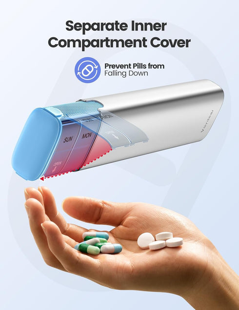 Vaydeer Metal Travel Pill Organizer (Support 2 Times a Day), 7 Day Weekly Pill Box, Large Capacity Daily Cute Pill Case for Supplements, Pills, Vi...