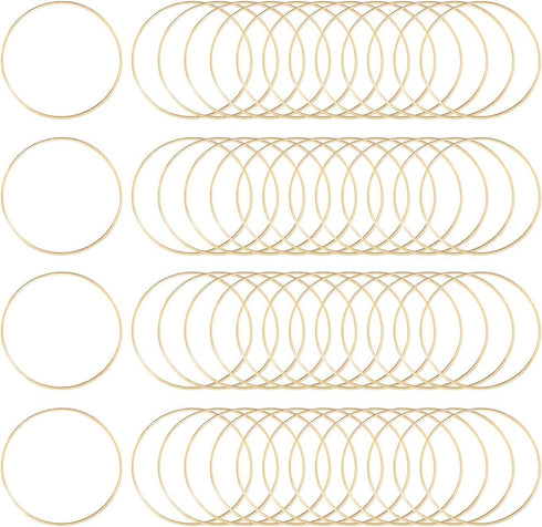 60Pcs 40mm Hoop Earrings Findings Round Beading Hoops Golden Brass Circle Ear Link Open Bezel Frame Pendant for Jewelry Making Women Crafting DIY ...