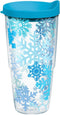 Tervis Christmas Holiday Blue Winter Snowflakes Made in USA Double Walled Insulated Tumbler Travel Cup Keeps Drinks Cold & Hot, 24oz, Classic...