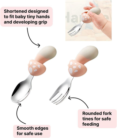 Silicone Suction Plate for Baby, Bibs, Spoon, Fork, Baby Eating Essentials, Toddler plate and Utensils Set(Silicone Baby Feeding Set - Mushroom - ...