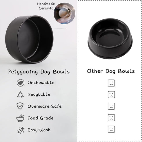 Petygooing Black Elevated/Raised Ceramic Dog Bowl for Small Breeds, Dog Food Water Dish with Stand,Pet Feeding Bowl with Anti Slip Rubber for Cats...