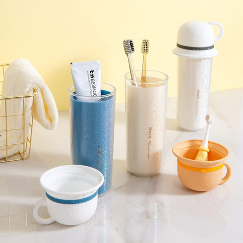 3-in1 Travel Toothbrush Cup Case,TEGOOL Toothbrush Holder Travel Container Portable Toothpaste Storage for Family Children Dad Ma School Camping B...