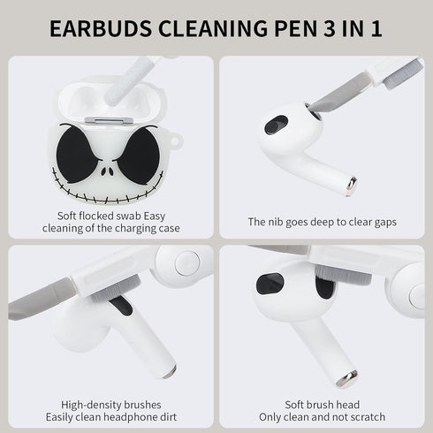 Compatible with Apple AirPods 3rd Generation Case Cover with Cleaner Kit and Cute Panda Keychain, Glow in The Dark Airpods 3 Case 3D Funny Anime C...