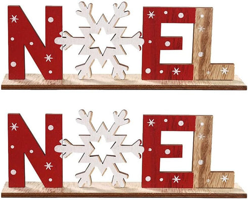 SUPVOX 2pcs Christmas Wooden Decorations Xmas Holiady Tabletop Noel Sign Decorations Ornament...