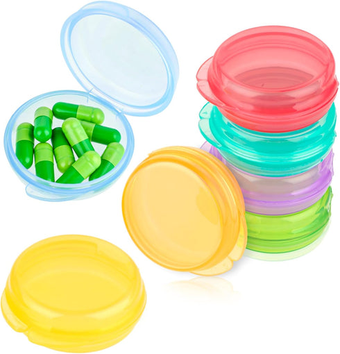 7PCS Small Pill Organizer Box, Travel Pill Container Case Cute Medicine Storage Pill Holder Daily Mini Pill Organizer Portable for Purse Pocket Br...