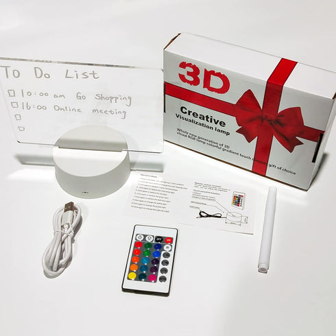 Acrylic Dry Erase Board 16 Colors Can Remote Control Light 7.3x5x0.2" Clear Desktop Note Memo Board, Includes Dry Erase Markers, Rewritable Night ...