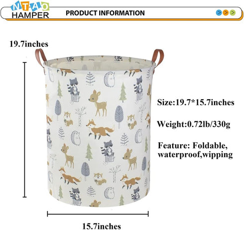 Baby Laundry Hamper,kids laundry Basket,Waterproof Storage Bin for Bedroom,Clothes Organizer Basket,Toys Box,Room Decor(Animal)...