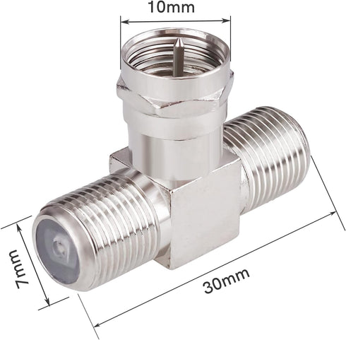 Goupchn F-Type Coax Cable Splitter Combiner Adapter 3 Way Connector F Male to Dual F Female RG6 1 Pack for TV, Video, Antenna Cable, Satellite, VC...