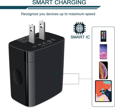 Wall Charger, USB Charger Adapter, AILKIN 4.8A 4Multi Port Fast Charging Station Power Base Block Plug Cube Brick for iPhone 15 14 SE 13 12 11Pro ...