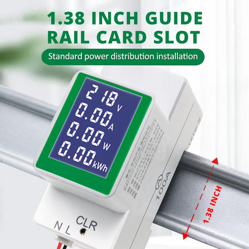 AC 50-300V 100A Multi Function Voltage Amperage Power Meter, Din Rail LCD Digital Backlight Energy Monitor, Built-in Current Transformer Ammeter V...