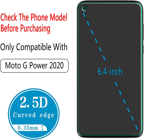 HPTech (2 Pack) Designed for Motorola Moto G Power (2020) Tempered Glass Screen Protector, Anti-Scratch, Bubble Free, Case Friendly...