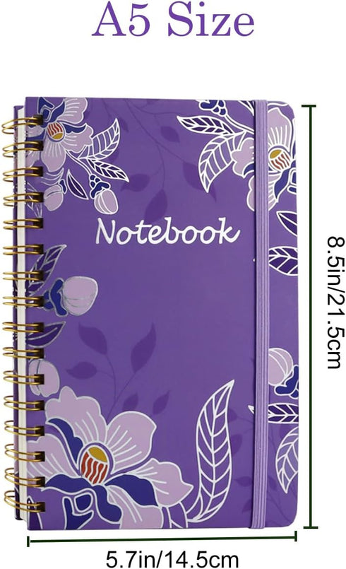 3 Pack Hardcover Spiral Notebook Journal for Women,A5 College Ruled Notebooks with Pocket,8.5"x 5.7",160 Pages,Cute Journals for Daily Study or Wo...