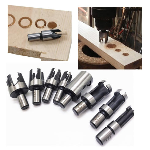8Pcs Wood Plug Cutter Drill Bit Set, High Carbon Steel Titanium Coated Woodworking Chamfer Drill Bits Straight and Tapered Taper 6mm/ 10mm/ 13mm/ ...