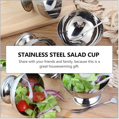 DOITOOL 2PCS Stainless Steel Ice Cream Bowls Set, Dessert Cups with Footed for Dessert, Sundae, Ice Cream, Fruit, Salad, Snack, Cocktail, Condimen...