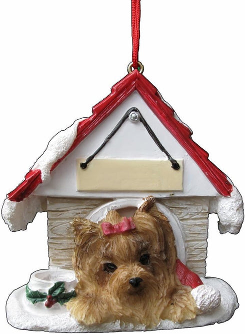 Yorkie Ornament A Great Gift For Yorkie Owners Hand Painted and Easily Personalized "Doghouse Ornament" With Magnetic Back...
