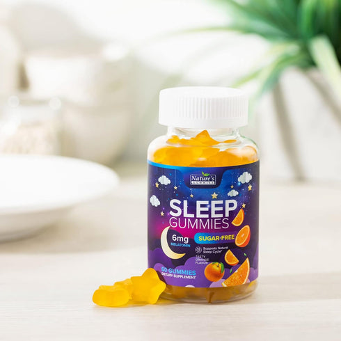 Sugar Free Sleep Gummies for Adults - Extra Strength 6mg Melatonin Gummy, Natural Sleeping Gummy for Adults, Kids, Orange Flavored, Vegan, Non-GMO...