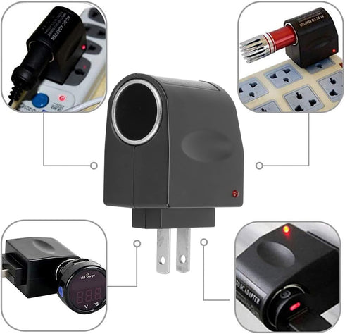Cigarette Lighter Adapter, 240V to 12V 1.5A Car Cigarette Lighter Adapter Multifunctional AC to DC Car Charger Adapter Power Converter 100?240V......