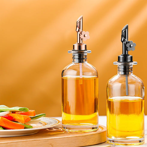 2 Pack Stainless Steel Oil Pour Spouts, Premium Replacement Bottle Pourers Oil Spout Liquor Pourers Auto Flip Feature for Liquids, Olive Oil, Wine...