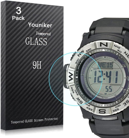 3 Pack Compatible with PRW3500 Watch Screen Protectors Tempered Glass for PRW-3500/ PRW-3500Y/ PRW-3500T Screen Protector Foils Glass Anti-Scratch...