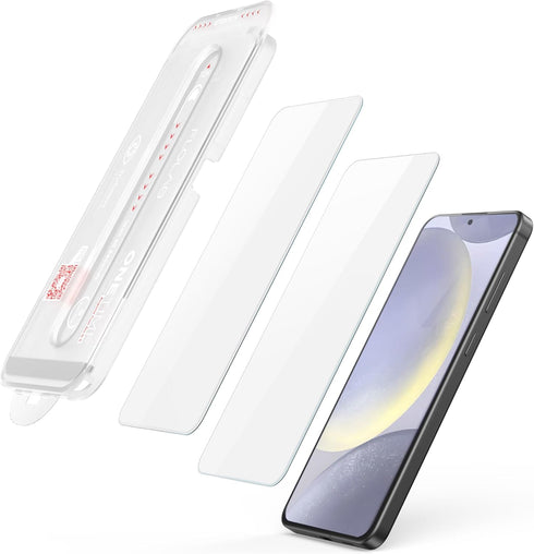 FLOLAB NanoArmour ONETIME for Samsung Galaxy S24+ Plus Case Friendly Screen Protector Tempered Glass 2 Pack, Fingerprint ID Compatible, Durable, D...