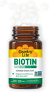 Country Life Biotin 1mg Supports Healthy Hair, Skin & Nails, 100 Tablets, Certified Gluten Free, Certified Vegan, Certified Halal, Non-GMO Verifie...