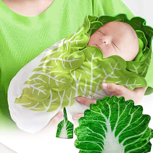 Toddmomy Baby Swaddle Blanket Cabbage Photo Blankets with Hat Infant Swaddle Wrap Unisex Blankets Memory Photography Background Props for Newborn ...