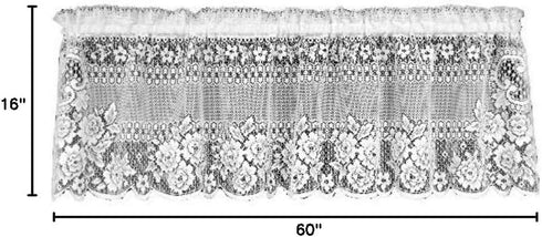 Heritage Lace Victorian Rose 60-Inch Wide by 16-Inch Drop Valance, White...