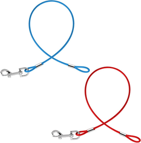 Chew Proof Cable Dog Leash Extension, 2 Pack Metal Cable Leads, Heavy Duty Dog Leash Non-Tangle Connect Leash for Any Leash & Collar & Harness, Do...