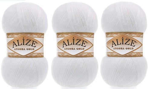 Alize Angora Gold Yarn 20% Wool 80% Acrylic Lot of 3skn 300gr 1805yds Thread Crochet Hand Knitting Turkish Yarn (55)...