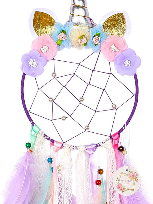 QtGirl Dream Catchers for Kids Unicorn Wall Decor for Girls Bedroom Flower Feather Wall Hanging Decoration...