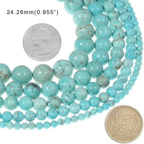 Natural Turquoise Beads for Jewelry Making Loose Stone Beads for Bracelets Necklaces Earrings Green Turquoise Jewelry Beads Bulk, 38pcs 10mm Natur...