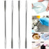 4PCS 150mm/5.9inch Laboratory Miniature Dual Head Spatula Semi Miniature Spatula Tapered Arrow Flat Head Silver Stainless Steel Miniature Dual Hea...