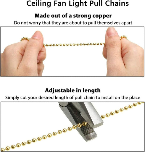 Ceiling Fan Pull Chain Set, 4 Pieces Bulb and Fan Pattern Pull Chain Extension Fan Pull Chain Pendant 12 Inch Ceiling Fan Chain Extender with Ball...