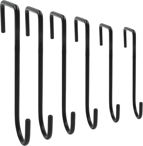 6PCS Vinyl Fence Hooks, 2 x 6 Inches Patio Hooks, Black Powder Coated Steel Hangers for Hanging Bird Feeder, Plants, Lights, Planters, Pool Equipm...