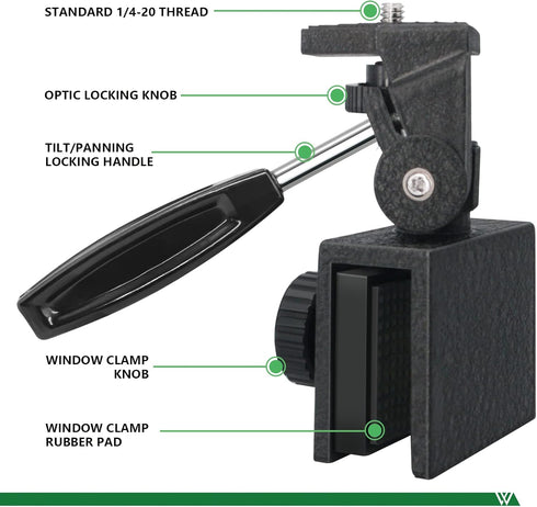 Adjustable Car Window Mount for Spotting Scope Monocular Binocular with Standard 1/4-20 Threads...