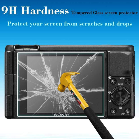 Screen Protector for Sony ZV-1 II/ZV-1 / ZV1 II ZV1 ZV-E10 ZVE10 Camera & Hot Shoe Cover 0.3mm 9H Hardness Tempered Glass Cover Anti-Scrach Anti-F...