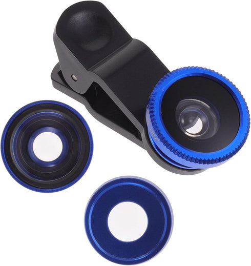 Hemobllo Phone Camera Lens - 3 in 1 Cell Phone Camera Lens Kit 180° Fish Eye Lens + 0.67X Wide Angle Lens + Macro Lens Portable Phone Lens Kit Uni...