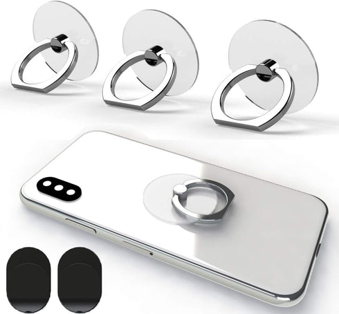 Transparent Phone Ring Holder Grip 360 Degree Free Rotation, Clear Cell Phone Finger Ring Kick-Stand Compatible with iPhone X 8 7 Plus 6S 6 5s 5 S...