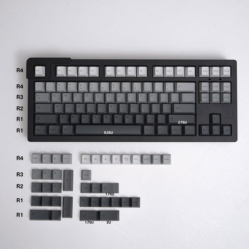 PBT Grey Gradient Keycaps, Keycaps 75 Percent, 125 Keys Cherry Profile Heat Sublimation Custom Keycap Set for Mx Cherry Mechanical Keyboard 61/64/...