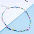 Boho Sean Bead Choker Necklace Rainbow Beaded Flower Clavicle Necklace Beach Colorful Rice Bead Necklace Chain Summer Rainbow Choker Necklace Chai...