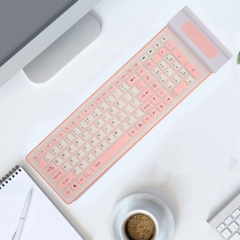 Silicone Keyboard, Foldable Silicone Keyboard Soft Waterproof Rollup Keyboard for PC Laptop Notebook, 103 Keys, Mute Typing, Lightweight ()...