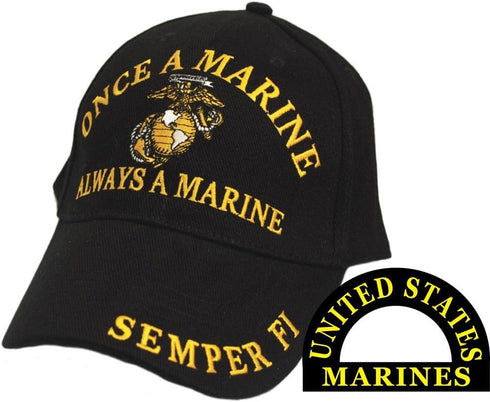 Once A Marine Always A Marine Semper Fi Hat Black...