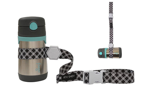 Sippy Cup Straps for Baby Bottle Toy Leash 4 Pack for Stroller High Chair Strap (Blue/Black)...