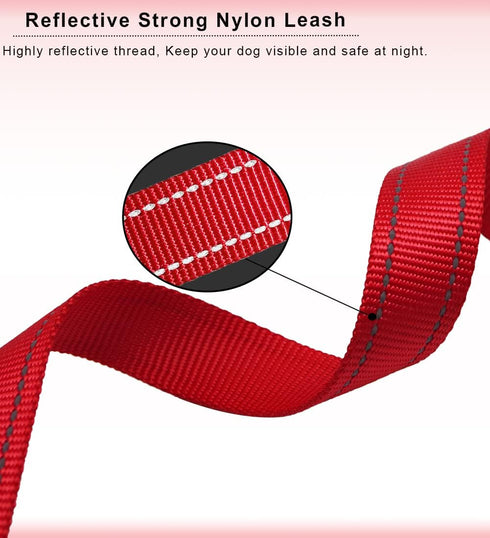 6FT Slip Lead Dog Leash Anti-Choking, Reflective Strong Nylon Flat Dog Leash, No Pulling Dog Training Leash for Small Medium and Large Dogs/Pets (...