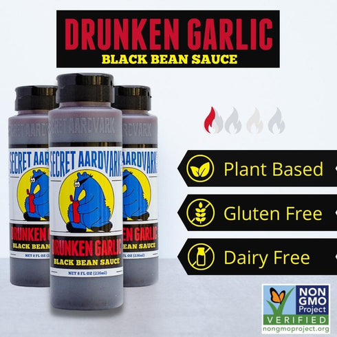 Secret Aardvark Drunken Garlic Black Bean Sauce – Garlic Hot Sauce, Stir Fry Sauce, Mild BBQ Sauce, Low Carb, Dairy Free, Chili Garlic Sauce, Glut...